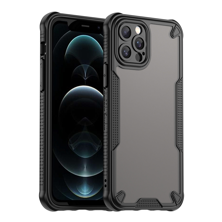 

For iPhone 12 Pro Max Armor Glaze PC Hybrid TPU Phone Case(Black)