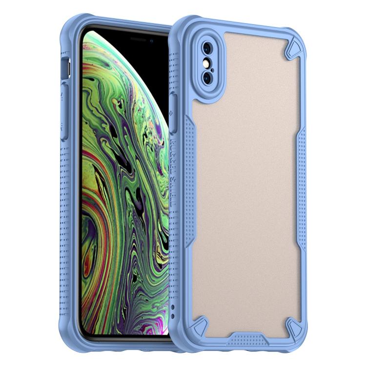 

For iPhone XS Armor Glaze PC Hybrid TPU Phone Case(Blue)