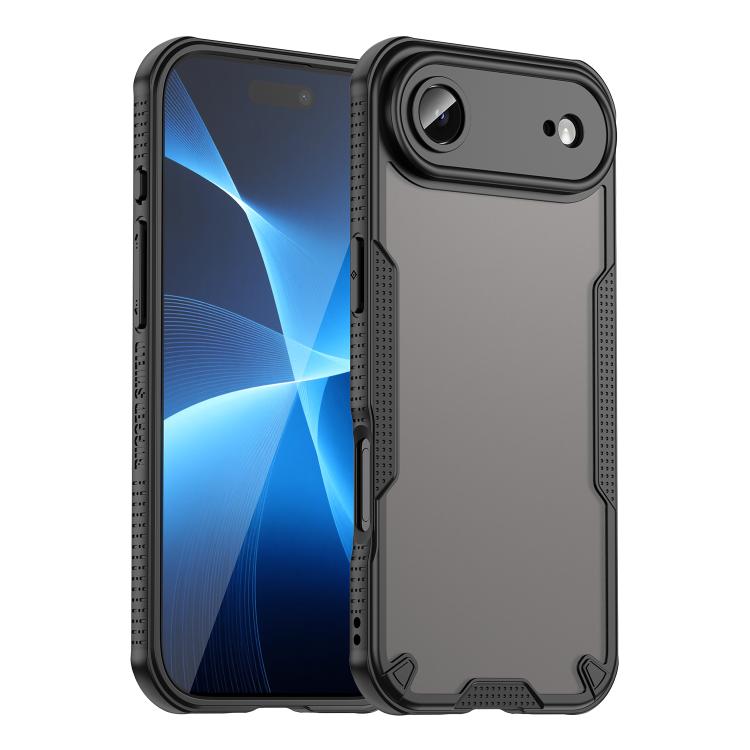 

For iPhone 17 Air Armor Glaze PC Hybrid TPU Phone Case(Black)