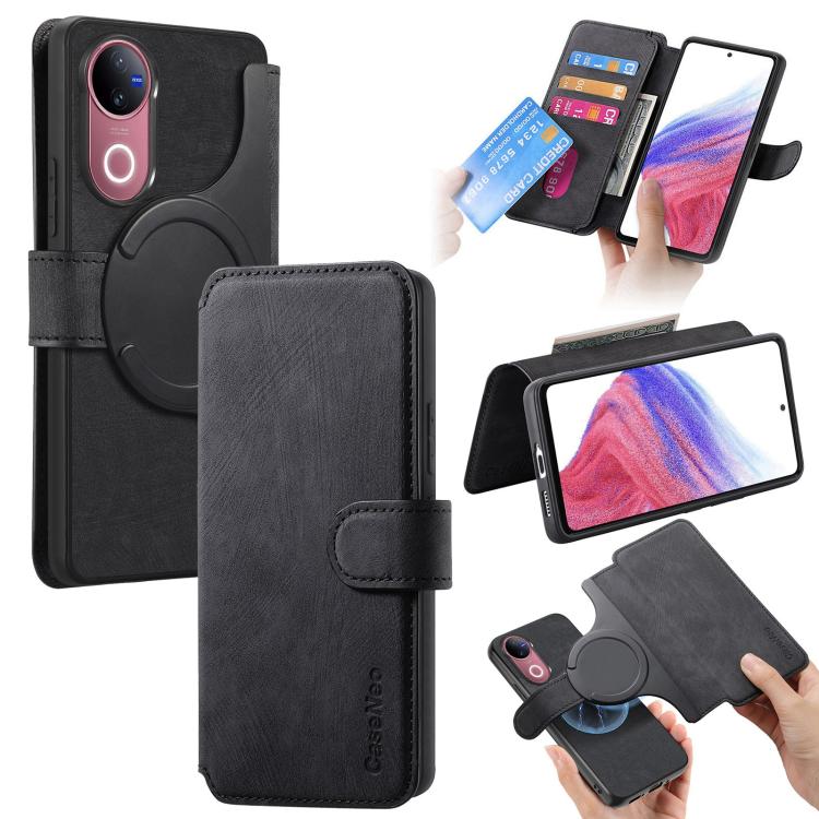

For vivo V50 CaseNeo MagSafe RFID Anti-theft Retro Leather Phone Case(Black)