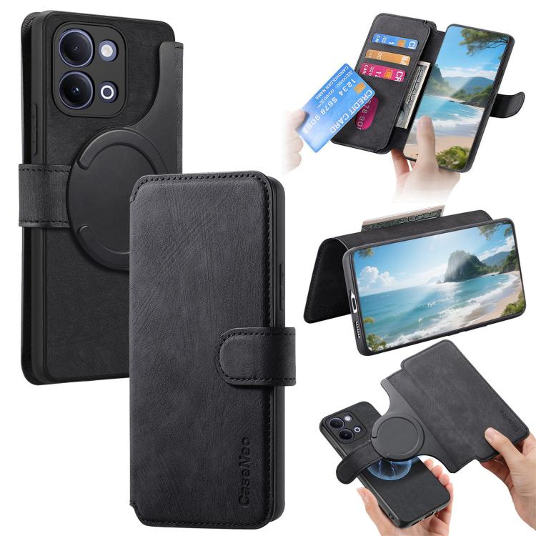For vivo Y60 5G / Y05 4G / Y21 5G / Y11d 5G CaseNeo MagSafe RFID Anti-theft Retro Leather Phone Case(Black) — купить у Sunsky-online WW