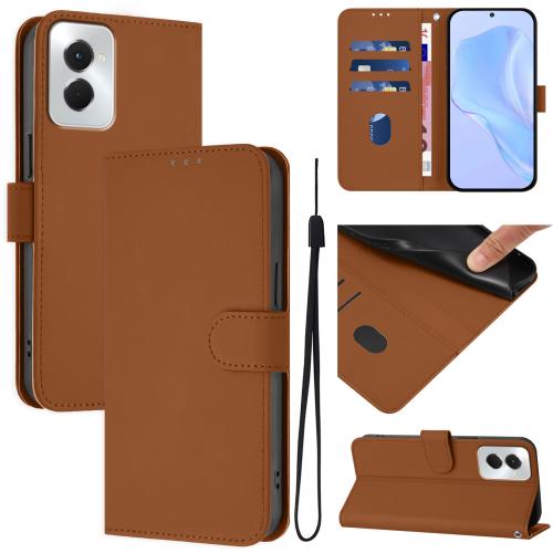 

For vivo Y29S 5G / Y04 4G Global Skin Feel Solid Color Leather Phone Case with Lanyard(Brown)