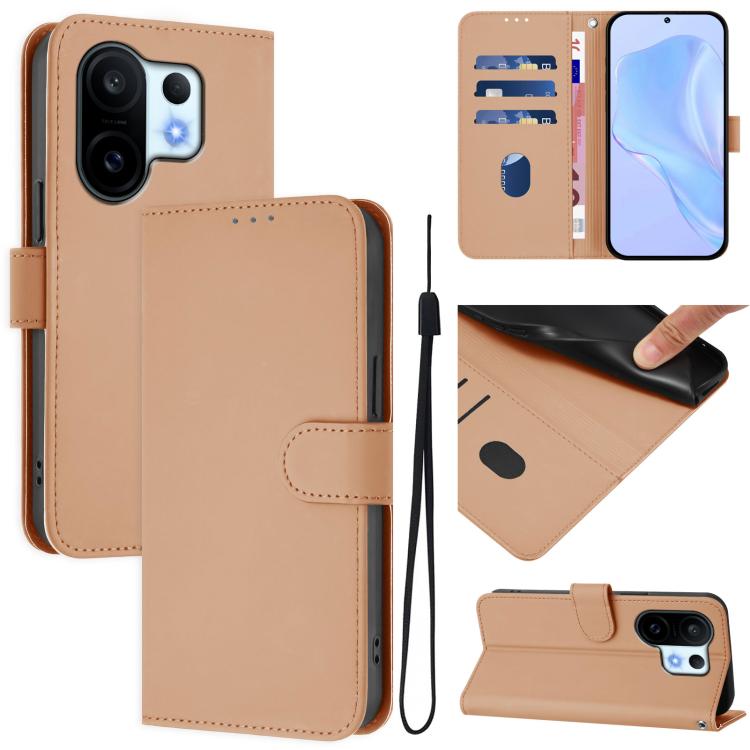 

For vivo S30 Pro mini Skin Feel Solid Color Leather Phone Case with Lanyard(Nude)
