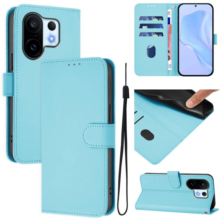 

For vivo S30 Pro mini Skin Feel Solid Color Leather Phone Case with Lanyard(Sky Blue)