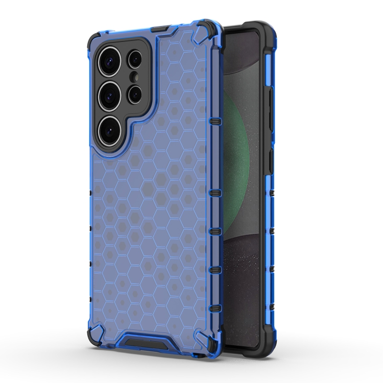 

For Samsung Galaxy S25 Ultra 5G Honeycomb Shockproof Phone Case(Blue)