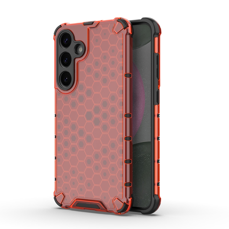 

For Samsung Galaxy S25 5G Honeycomb Shockproof Phone Case(Red)