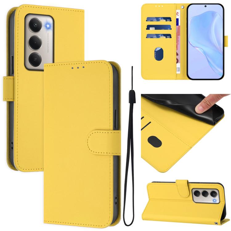 

For Redmi 15 5G / 4G EU 171mm Skin Feel Solid Color Leather Phone Case with Lanyard(Lemon Yellow)