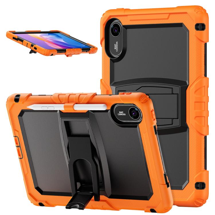 

For Xiaomi Redmi Pad 2 11 2025 Silicone Hydric PC Tablet Case with Shoulder Strap & Holder(Orange)