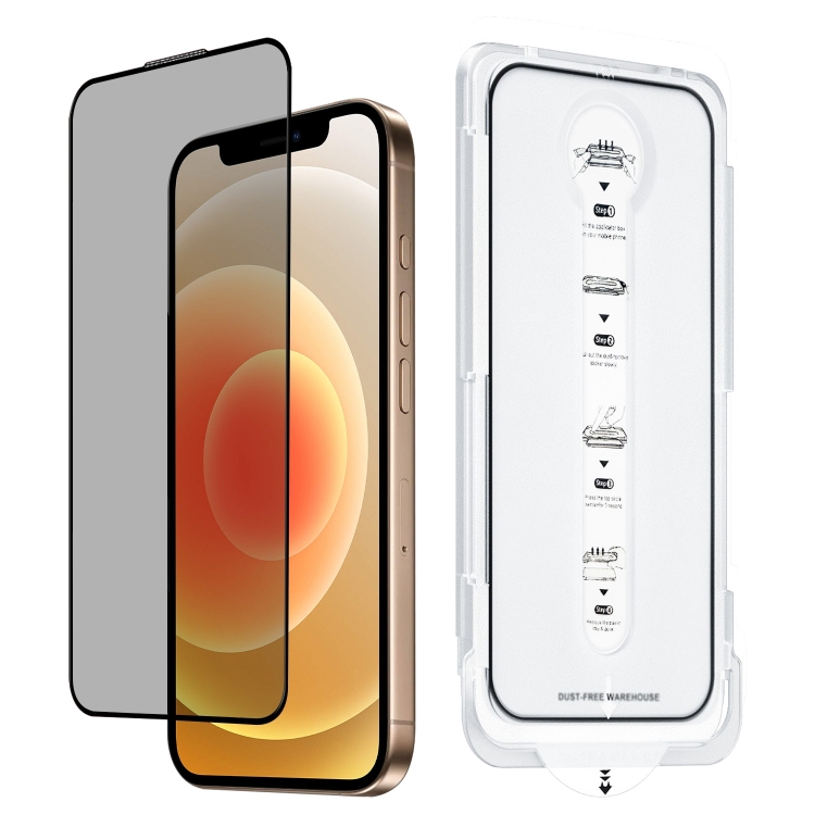 

For iPhone 12 Dust-Free Easy Install Privacy Tempered Glass Film(Black)