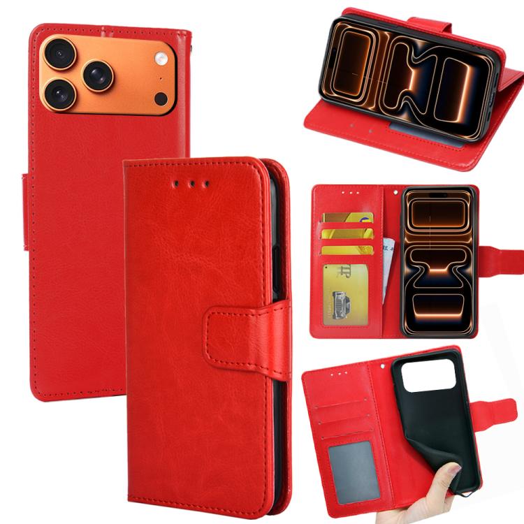 

For iPhone 17 Pro Max Crystal Texture Leather Phone Case(Red)