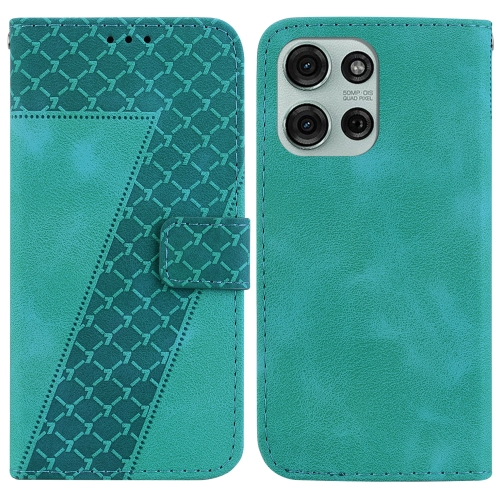 

For Motorola Moto G75 5G Seven-shaped Embossed Leather Phone Case(Green)