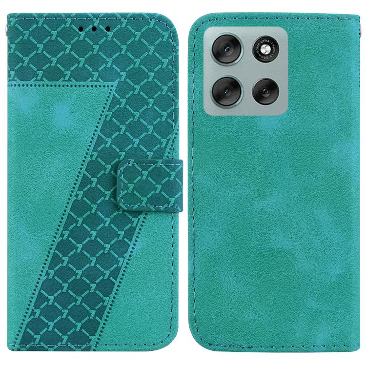 

For Motorola Moto G56 5G / G66j 5G / G66y 5G Seven-shaped Embossed Leather Phone Case(Green)