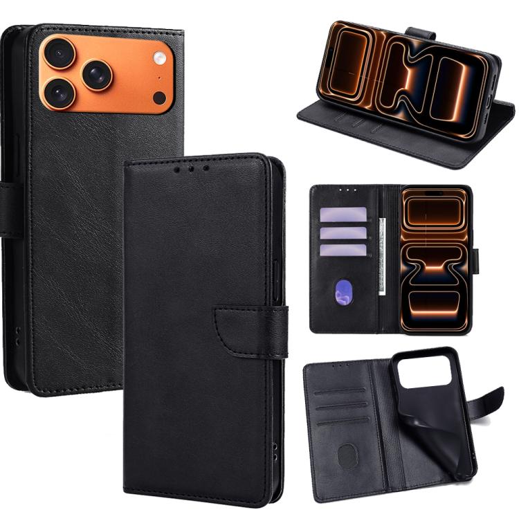 

For iPhone 17 Pro Max Calf Texture Buckle Flip Leather Phone Case(Black)
