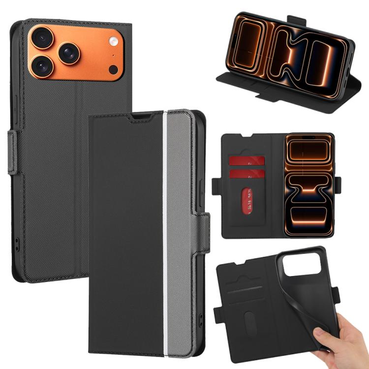 

For iPhone 17 Pro Max Twill Texture Side Button Leather Phone Case(Black)