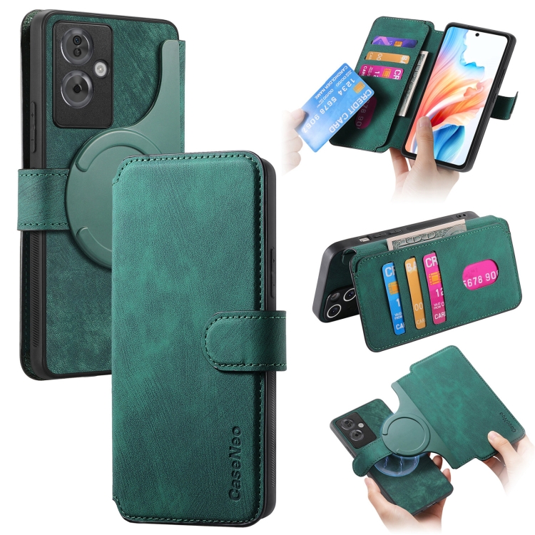 

For OPPO A79 5G / A2 5G CaseNeo MagSafe RFID Anti-theft Retro Leather Phone Case(Green)
