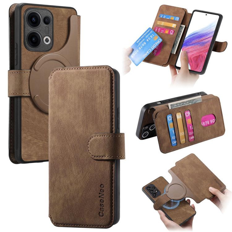 

For OPPO Reno13 CaseNeo MagSafe RFID Anti-theft Retro Leather Phone Case(Brown)