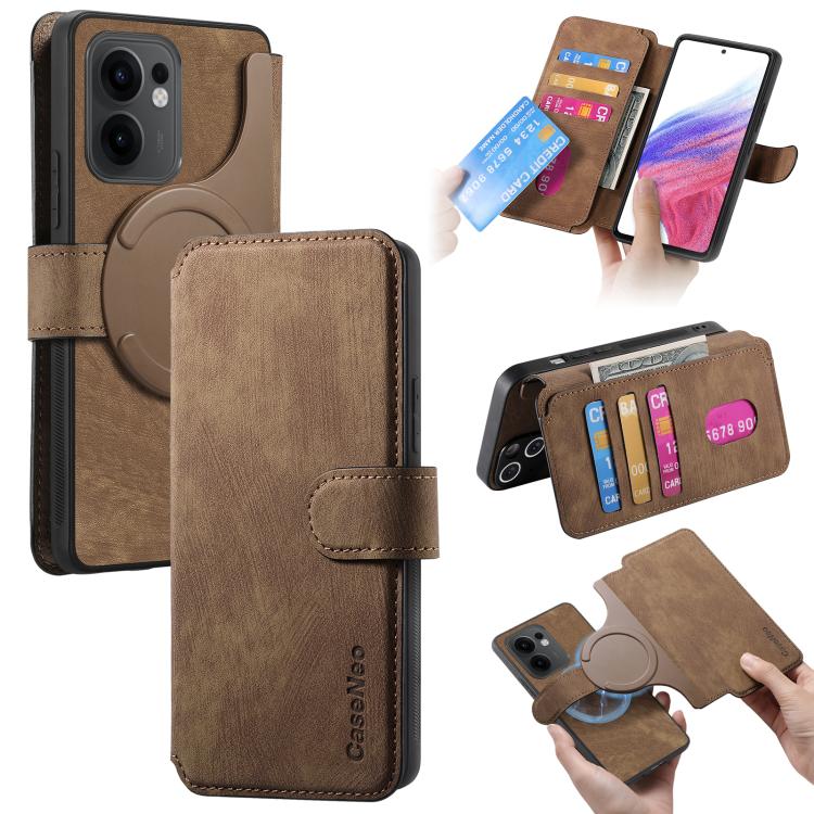 

For OPPO Reno13 F 4G / 5G CaseNeo MagSafe RFID Anti-theft Retro Leather Phone Case(Brown)