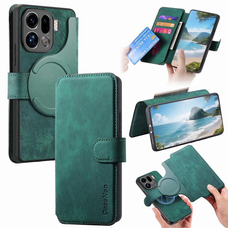 

For OPPO Find X9 Pro CaseNeo MagSafe RFID Anti-theft Retro Leather Phone Case(Green)