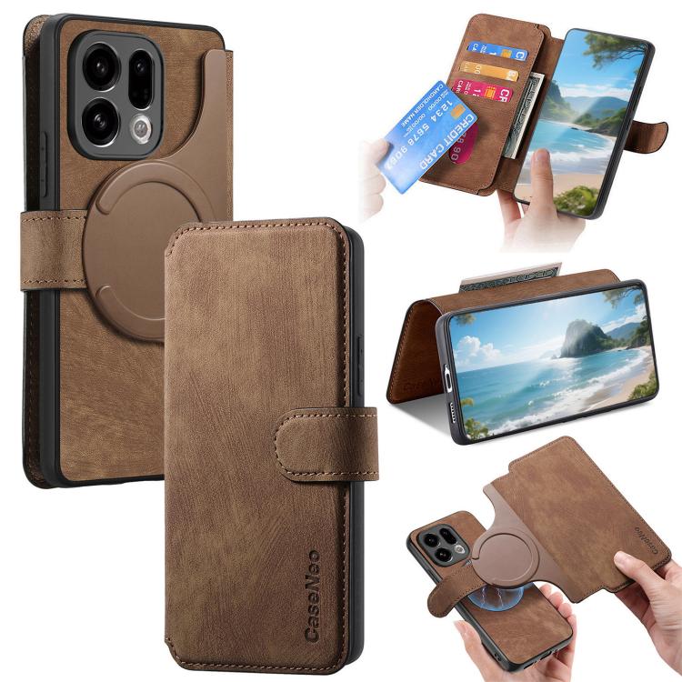

For OPPO Find X9 CaseNeo MagSafe RFID Anti-theft Retro Leather Phone Case(Brown)