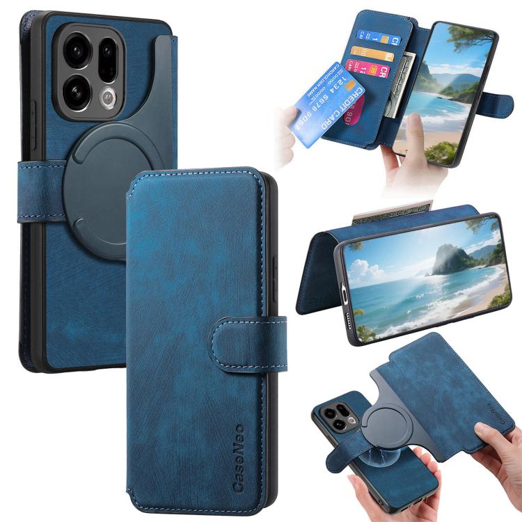 For OPPO Find X9 CaseNeo MagSafe RFID Anti-theft Retro Leather Phone Case(Blue)
