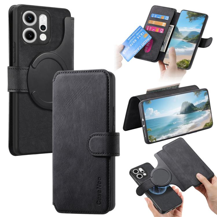 For OPPO Reno14 Pro Global CaseNeo MagSafe RFID Anti-theft Retro Leather Phone Case(Black)