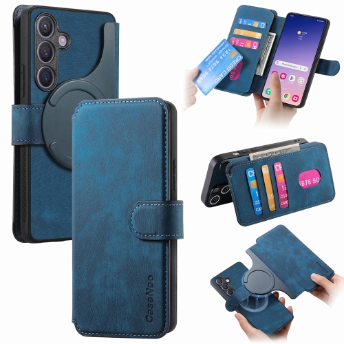 

For Samsung Galaxy S24 FE 5G CaseNeo MagSafe RFID Anti-theft Retro Leather Phone Case(Blue)