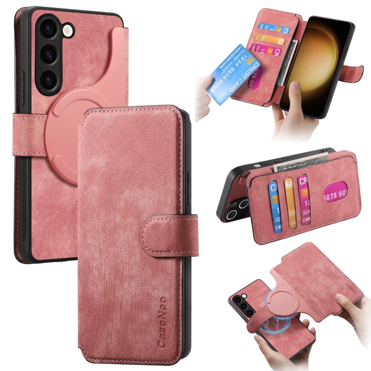 

For Samsung Galaxy S23+ 5G CaseNeo MagSafe RFID Anti-theft Retro Leather Phone Case(Pink)