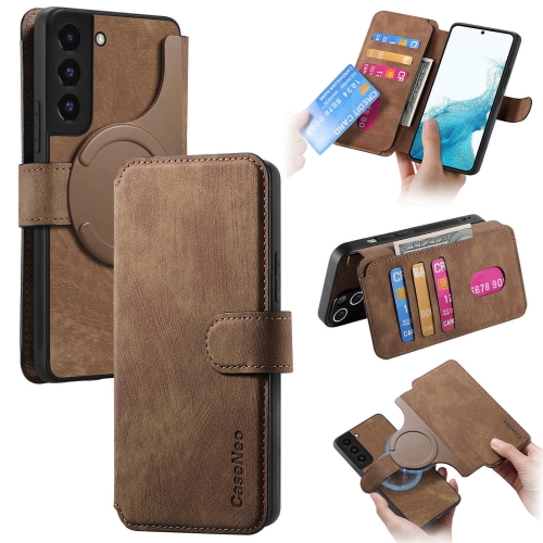 

For Samsung Galaxy S22+ 5G CaseNeo MagSafe RFID Anti-theft Retro Leather Phone Case(Brown)