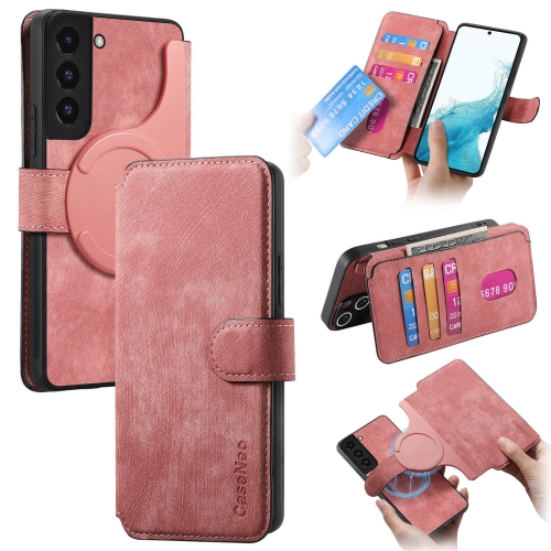 

For Samsung Galaxy S21+ 5G CaseNeo MagSafe RFID Anti-theft Retro Leather Phone Case(Pink)