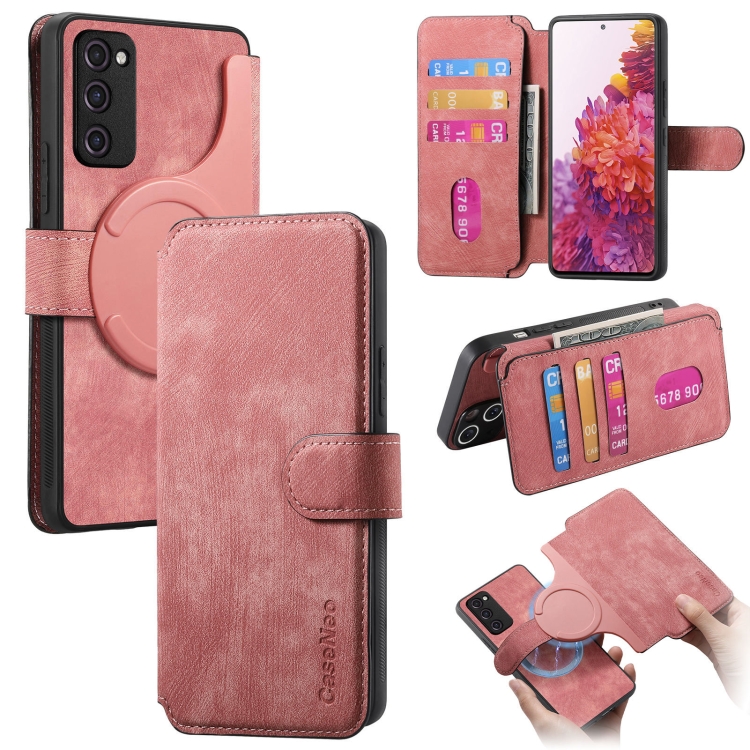 

For Samsung Galaxy S20 FE CaseNeo MagSafe RFID Anti-theft Retro Leather Phone Case(Pink)