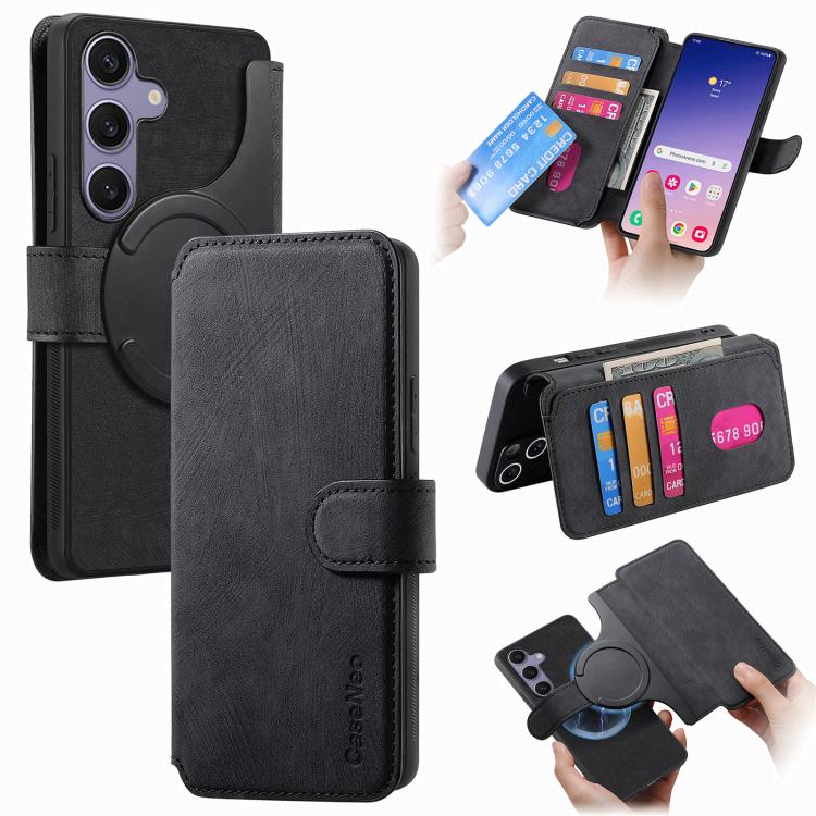 

For Samsung Galaxy S25+ 5G CaseNeo MagSafe RFID Anti-theft Retro Leather Phone Case(Black)