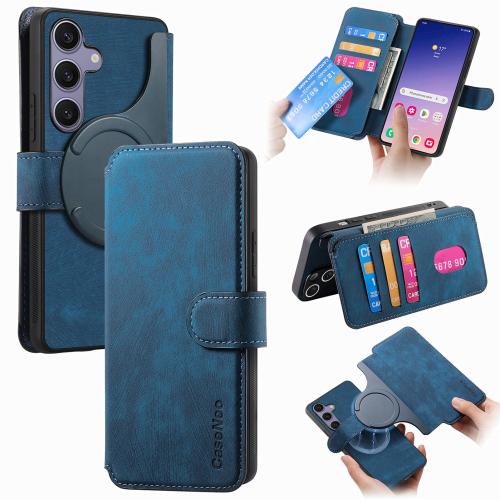 

For Samsung Galaxy S25+ 5G CaseNeo MagSafe RFID Anti-theft Retro Leather Phone Case(Blue)