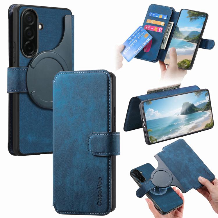 

For Samsung Galaxy S26 5G CaseNeo MagSafe RFID Anti-theft Retro Leather Phone Case(Blue)