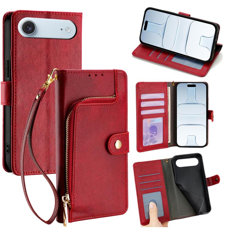 

For iPhone Air Zipper Bag Leather Phone Case(Red)
