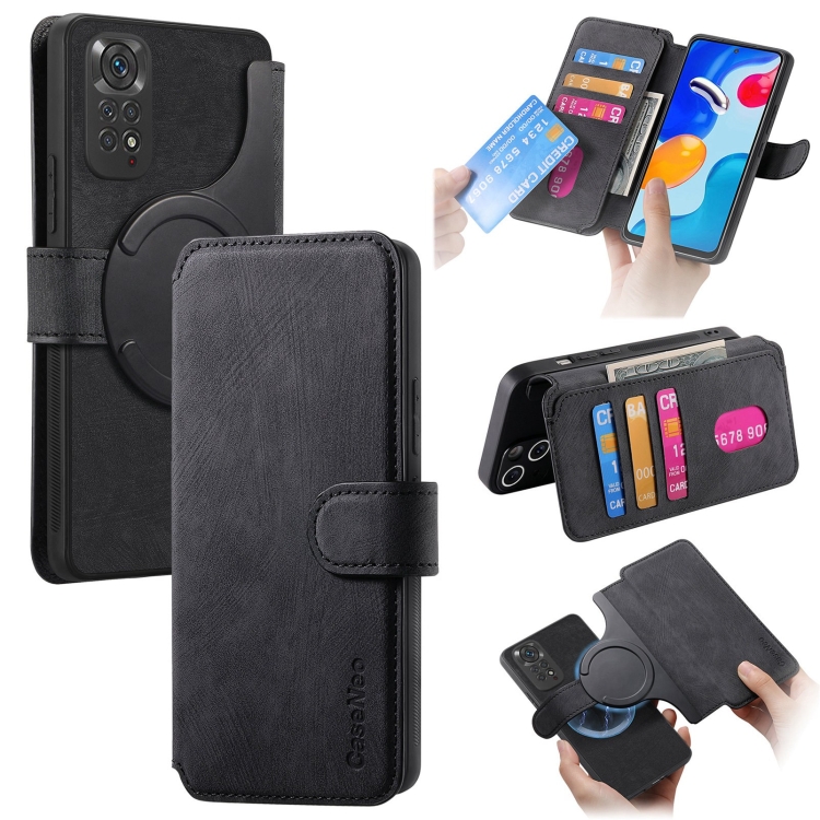 

For Redmi Note 11S 4G CaseNeo MagSafe RFID Anti-theft Retro Leather Phone Case(Black)