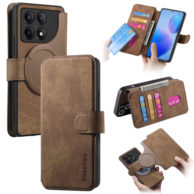 

For Redmi K70 / K70 Pro CaseNeo MagSafe RFID Anti-theft Retro Leather Phone Case(Brown)