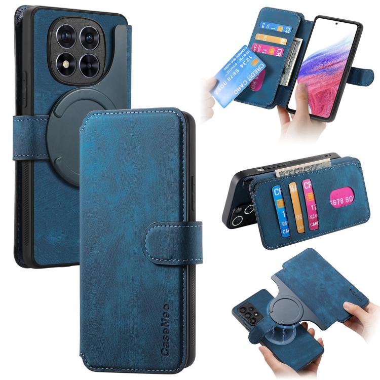 

For Redmi Note 14 Pro 4G CaseNeo MagSafe RFID Anti-theft Retro Leather Phone Case(Blue)