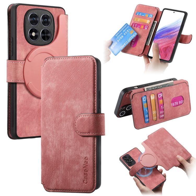

For Redmi Note 14 Pro 4G CaseNeo MagSafe RFID Anti-theft Retro Leather Phone Case(Pink)