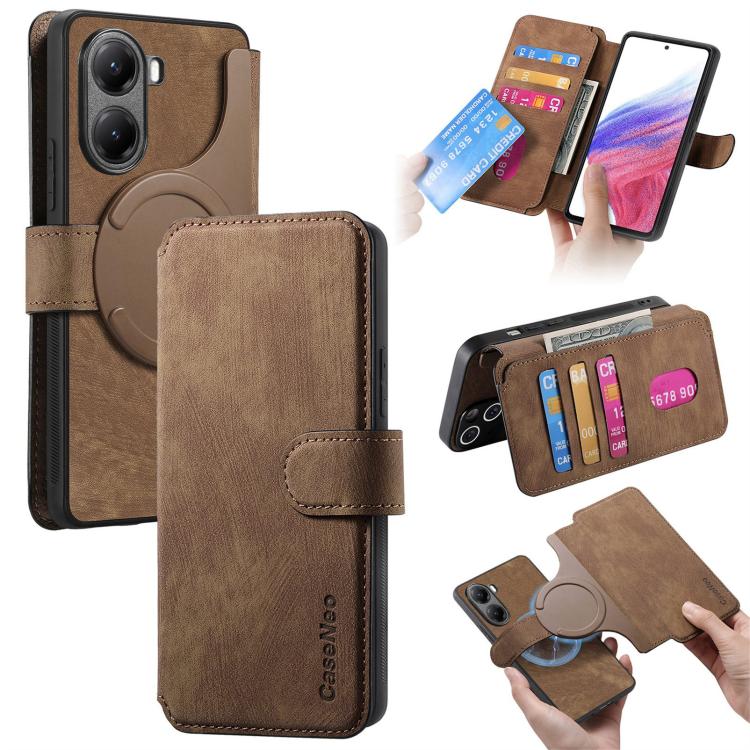 

For Redmi Turbo 4 CaseNeo MagSafe RFID Anti-theft Retro Leather Phone Case(Brown)
