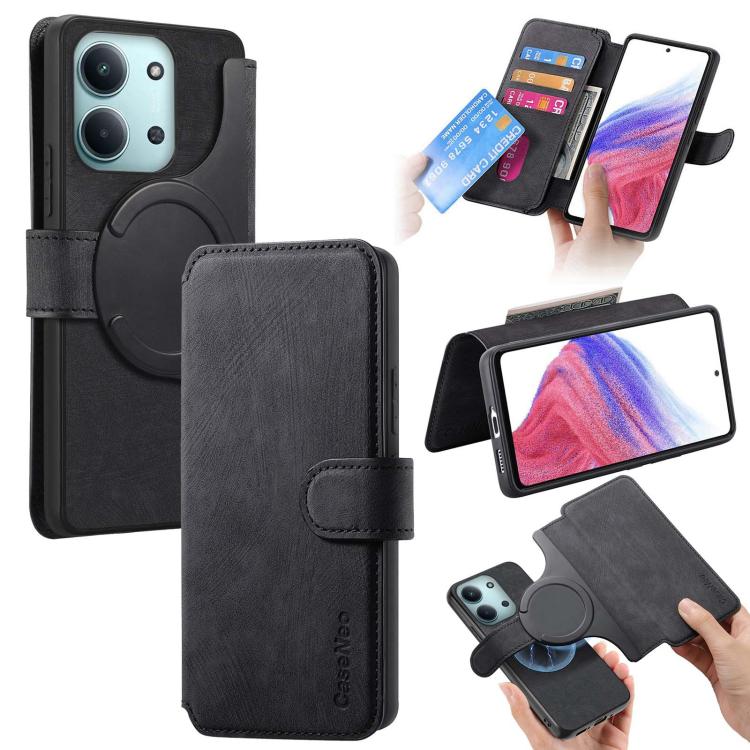 

For Redmi 15C 5G / 4G Global 171mm CaseNeo MagSafe RFID Anti-theft Retro Leather Phone Case(Black)