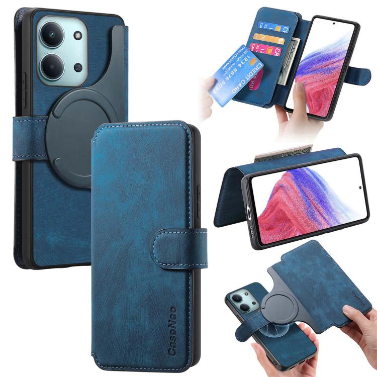

For Redmi 15C 5G / 4G Global 171mm CaseNeo MagSafe RFID Anti-theft Retro Leather Phone Case(Blue)