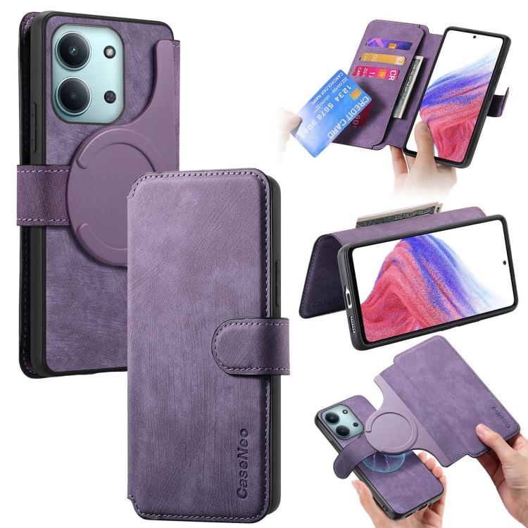 

For Redmi 15C 5G / 4G Global 171mm CaseNeo MagSafe RFID Anti-theft Retro Leather Phone Case(Purple)