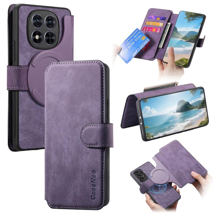 

For Redmi Note 15 Pro 5G Global 163.6mm CaseNeo MagSafe RFID Anti-theft Retro Leather Phone Case(Purple)