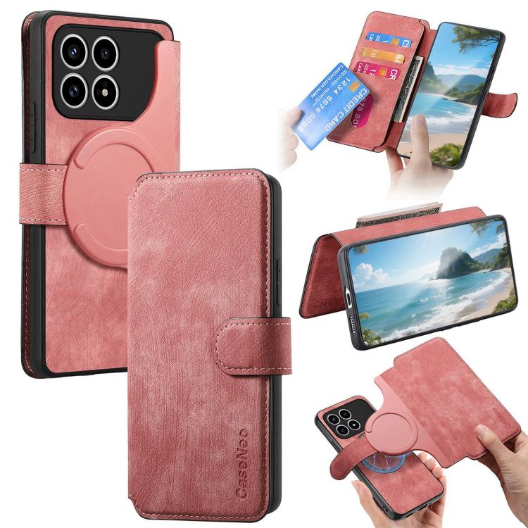 

For Redmi K90 / Poco F8 Pro CaseNeo MagSafe RFID Anti-theft Retro Leather Phone Case(Pink)