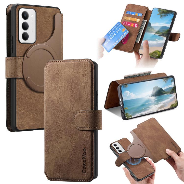 

For Redmi 15 5G Global / 15 4G SEA 169.5mm CaseNeo MagSafe RFID Anti-theft Retro Leather Phone Case(Brown)