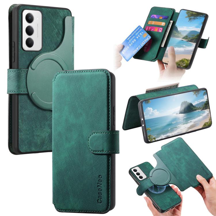For Redmi 15 5G Global / 15 4G SEA 169.5mm CaseNeo MagSafe RFID Anti-theft Retro Leather Phone Case(Green)