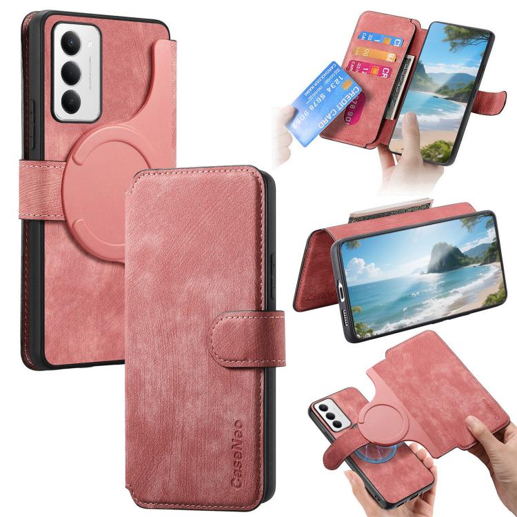 For Redmi 15 5G Global / 15 4G SEA 169.5mm CaseNeo MagSafe RFID Anti-theft Retro Leather Phone Case(Pink) — купить у Sunsky-online WW
