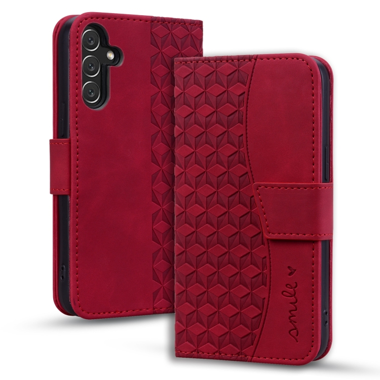 

For Samsung Galaxy S24+ 5G Diamond Buckle Leather Phone Case with Lanyard(Wine Red)