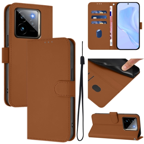 For Realme GT7 Pro 5G Skin Feel Solid Color Leather Phone Case with Lanyard(Brown)