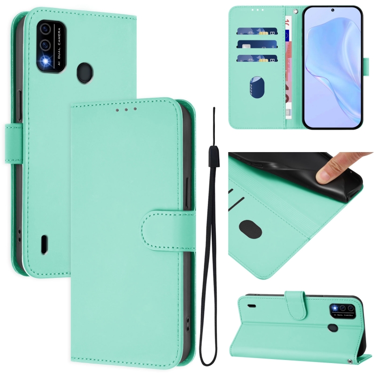 

For OPPO A98 5G / F23 5G India Skin Feel Solid Color Leather Phone Case with Lanyard(Mint Green)